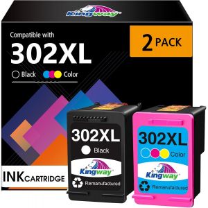 302 XL Ink Cartridge for HP 302XL Compatible with HP Deskjet 3639 3630 3636 2130 1110, Envy 4520 4525 4524 4527, Officejet 3831 4650 4658 3833 (1 Black, 1 Colour) - Neuf