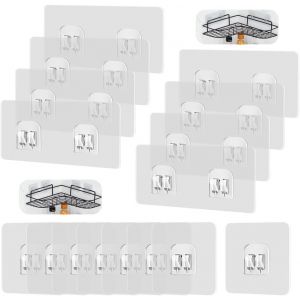 16 Pièces Crochet Adhésif Transparent,Crochet Autocollant Douche,Crochets Mural Sans Percer,Accroche Adhesive Salle De Bain,Accroche Murale Cuisine Waterproof,Crochets Adhesifs Muraux - Neuf