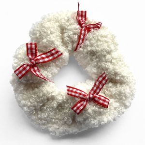 Chouchou Classique Pour Cheveux En Peluche Avec N?ud Rouge Cosy Rouge - Neuf