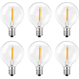 JGD-Ampoule LED G40 E12 1W Remplacement, IP54 &Eacute;tanch&eacute;it&eacute; 220V 2700K Ampoules LED Guirlandes Ext&eacute;rieur, 1W=10W Incandescente, Ampoule LED Filament G40 Globe E12 pour Guirlande Exterieure, 6 Pieces - Neuf