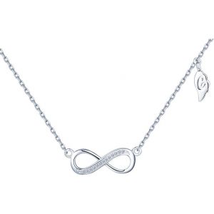 Pendentif Collier R&eacute;glable En 925 Argent Et Zircon Le Symbole D'infini "8" Pour Femme Fille Couleur D'argent - Neuf