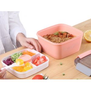 Saladier &Agrave; 2 Niveaux Avec 3 Compartiments Et Fourchette - Rose - Neuf