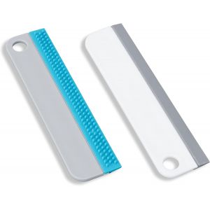 Lot de 2 raclettes de nettoyage en silicone pour vitres, miroirs et surfaces de cuisine, salle de bain et voiture, anti-rayures - Neuf