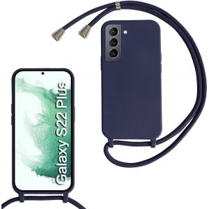 Kal-Coquepoursamsunggalaxys22plusaveccordondecollier,Coqueaveccordonétuisiliconetpuhousse,Collierréglabletéléphoneportablelanyardcasesamsunggalaxys22plus,Bleu - Neuf