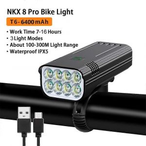 Natfire Éclairage De Vélo Rechargeable À 6 Led 3600 Lumens, Lampe Torche Avant Et Arrière Pour Vtt Et Cyclisme Sur Route-Led 6400 Mah - Neuf