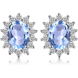 Kal-Diana Princesse Kate Middleton Boucles D'oreilles Clous Naturelle Améthyste Péridot Grenat Citrine Topaze Femme, Argent 925/ Plaqué Or Rose/Or Jaune, Vintage Ensemble De Bijoux Cadeau - Neuf