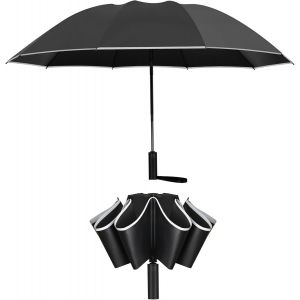 Parapluies Invers&eacute;s Pour La Pluie Coupe-Vent Invers&eacute; Compact Pliage Automatique Bandes De S&eacute;curit&eacute; R&eacute;fl&eacute;chissantes Upf 50+ 99 % Protection Uv Portable 47 Pouces 10 Rids Parapluie Noir, Noir , - Neuf