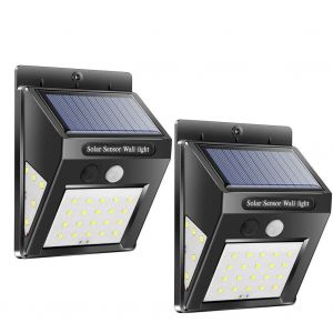 Lot De 2 Appliques Murales Solaires &Agrave; D&eacute;tecteur De Pr&eacute;sence, 30 Led, &Eacute;tanches, Pour &Eacute;clairage Ext&eacute;rieur. - Neuf
