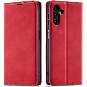 SJZG-Coque Pour Samsung Galaxy A13 5G, Housse En Cuir Premium Pu Portefeuille Etui, [Fentes Pour Cartes] [Fermoir Magn&eacute;tique] [Stand Fonction] Flip Coque Pour Samsung Galaxy A13 5G - Rouge - Neuf