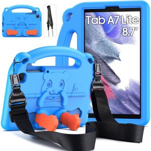 Coque Enfant Pour Samsung Galaxy Tab A7 Lite 8,7 Pouces (Sm-T227/T225/T220),Protection Légère En Eva,Avec Poignée Antidérapante Et Bandoulière,Bleu - Neuf