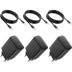 3 Pack 45W Chargeur Charge Rapide Pour Samsung Galaxy S24/S23/S23+/S23 Ultra/S22/S21/S20/Note20/10/9/8/A73/A53/S10, Iphone 16/15 Avec C&acirc;ble 2M, Usb C Type C Charg&eacute; Adaptateur T&ecirc;te Noir - Neuf