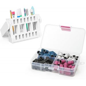 8 Pi&egrave;ces Embout Ponceuse Ongles 3/32"" (2.35mm) Embout C&eacute;ramique/Tungst&egrave;ne Ponceuse Ongle,80 Bandes Abrasives,Pour Manucure P&eacute;dicure Salon De Maison Utiliser (Blanc Porte-Forets &Agrave; Ongles) - Neuf