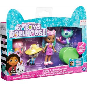 SANSH-Gabby et la Maison Magique - Gabby Dollhouse - Coffret Gabby et Ses Amis - 4 Figurines Gabby Chat Et 1 Accessoire - Dessin Animé Jouet Gabby Et La Maison Magique - Jouet Enfant 3 Ans Et + - Neuf