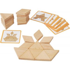 KALWL-Prfcnl Bloc De Construction Géométrique En Bois-Bloc De Construction Géométrique En Bois,30 Pièces Avec Cartes À Motifs,Développe La Créativité Et La Compréhension Spatiale - Neuf