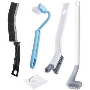 Brosse de toilettebrosse de toilette en silicone avec long manchesuceur d'angle et joint de carrelage pour la maisonla salle de bainla doucheles petits espaces - Neuf
