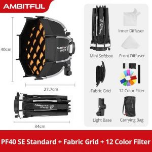 AMBITFUL-Mini Speedlite Portable Octogonal Parapluie Softbox,Grille Nid d'Abeille,Flash Extérieur pour V1,PF30,PF40 - Type PF40 SE Kit 2 - Neuf