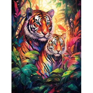 Ayuhr-5d Diamond Painting Kits Tigre, Diy Peinture Avec Diamant Art Style Forestier Cristal Diamant Broderie Peintures Arts Artisanat Pour Home Office Décoration Murale 30x40 Cm - Neuf