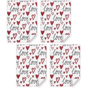 Lot De 4 Feuilles De Papier Cadeau Pour Mariage,F&ecirc;te Pr&eacute;nuptiale,Fian&ccedil;ailles,Saint-Valentin,Anniversaire De Mariage - 4 Feuilles De 50 X 70 Cm Par Feuille - Pour Mariage,F&ecirc;te Pr&eacute;nuptiale, - Neuf