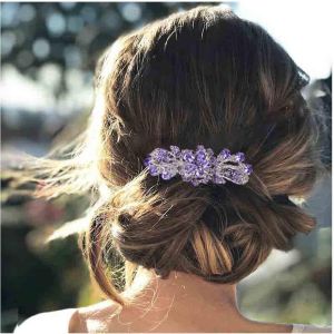 Barrette &Agrave; Cheveux De Mariage En Cristal Violet Avec Strass - Accessoire De Cheveux D&eacute;coratif Pour Femme Et Fille (Style A) - Neuf