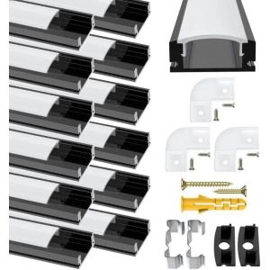 Profil&eacute; Aluminium Led, Canal Aluminium Led En Pour Bandes &Agrave; Led, Profil Led Avec Couvercle Blanc Cr&egrave;me, Canal Led Et Diffuseur Led Avec Embouts, Clips De Montage En M&eacute;tal[Rub9222398] - Neuf