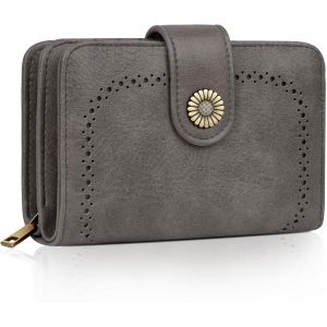 CAUC-Portefeuille Femme Vintage en Simili Cuir - Porte Monnaie Zipp&eacute; avec 16 Cartes et RFID Blocage - Portefeuille Moyen Cadeau &Eacute;l&eacute;gant pour Femme (Coffret Cadeau Inclus) - Neuf