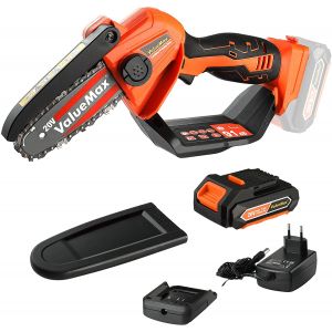 Tronconneuse a Batterie 20V ValueMax avec Batteries 2.0Ah, Mini Tronconneuse Electrique Sans Fil, Capacite de Coupe Maximale de 11CM, 3000 tr/min pour la Coupe du bois, l'elagage le Jardin - Neuf