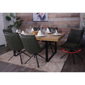 Lot de 6 chaises de salle &agrave; manger HWC-N71 pivotante Auto-Return, tissu/Textile (420 g/m&sup2;) &Ouml;ko-Texvert - Neuf