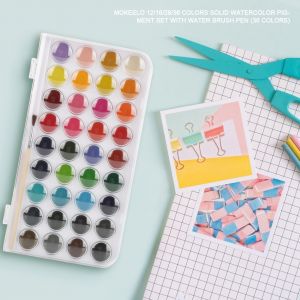 Ensemble de pigments aquarelles solides Mokeelo 12/16/28/36 couleurs avec stylo pinceau a eau (36 couleurs) - Neuf