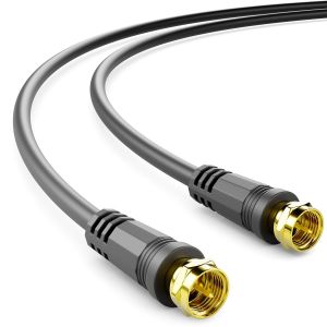 3,0m Câble TV SAT Coaxial Antenne Satellite HDTV Quad Bouclier DVB-S DVB-S2 Radio DAB Fiches Métalliques Plaquées or Noir - Neuf