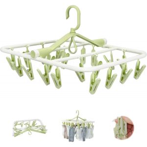 MDY-Etendoir Chaussette avec 20 Clips, Séchoir Tourniquet, Etendoir a Linge Pliable, Étendoir à Linge Intérieur Extérieur, Sechoir a Linge Pliant Suspendu pour Sous-vêtements, Chaussettes, Serviettes - Neuf