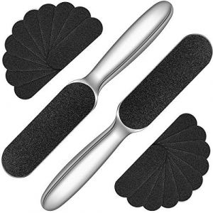 Pédicure Pied De Fichiers, En Acier Inoxydable Pied Râpe Avec 20 Remplaçable Grossière/Fine Double Face Réutilisables Pour Les Soins Des Pieds Plaquettes, Des Callosités Et - Neuf