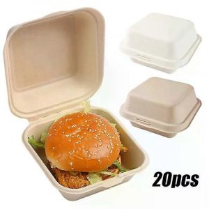 10pcs jetable Bento Récipients Alimentaires Cuisson Dessert Gâteau Bol Emballage Burger Snack Boîtes Micro-ondes Maison Lunchbox - Neuf
