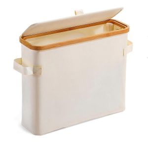 Papier toilette en bambou Rangement Porte-papier toilette avec couvercle en bambou pour salle de bain de placard de toilette Cr&eacute;meux - Neuf