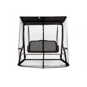 Balancelle D'ext&eacute;rieur Avec Moustiquaire Et Plateau Imperm&eacute;able, 155 X 125 X 205 Cm, Noire - Neuf