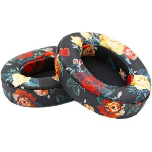 Coussinets de Rechange compatibles avec Beats Studio 2 / Studio 3 - Casque Supra-auriculaire Filaire/sans Fil - Mousse &iquest;&iquest; m&iquest;&iquest;moire de Forme en Cuir prot&iquest;&iquest;in&iquest;&iquest; Souple - Fleur Noire - Neuf