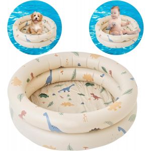 KAL-Piscines Pour Enfants, Piscine Gonflable Pour Bébé, Pataugeoire Ronde Gonflable, Intérieur Et Extérieur, Piscine De Jeu D'Eau, Outils Aquatiques De Jeu D'Été (Beige) - Neuf