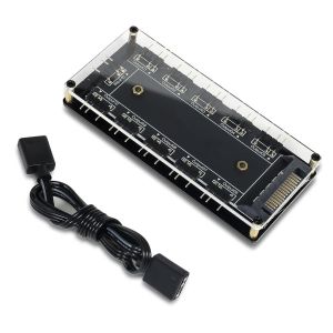 Hub LED ARGB 5 V 3 broches,contrôleur répartiteur RVB 10 voies 5 V 3 broches avec coque en acrylique et adhésif 3M,utilisé pour étendre l'interface ARGB de la carte mère - Neuf