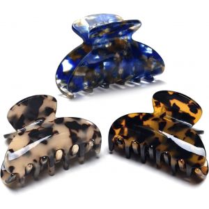 Lot De 3 Pinces À Cheveux Antidérapantes Pour Femmes Et Filles, 9,5 Cm X 5,5 Cm, Motif Écaille De Tortue, Léopard, Crabe, 3 Couleurs - Neuf
