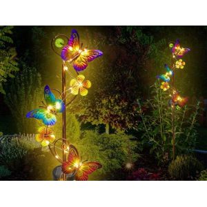 Lampes Solaires De Jardin En M&eacute;tal En Forme De Papillon &iquest; Lot De 2, &Agrave; &Eacute;nergie Solaire, Automatiques, R&eacute;sistantes Aux Intemp&eacute;ries, Installation Facile - Neuf