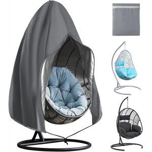 Spwa-Housse De Chaise Suspendue, 230 * 200cm Housse De Chaise D'oeufs En Tissu Oxford 210d, Anti-Uv Imperméable Bache De Protection Chaise De Jardin Extérieur Avec Fermeture Éclair Et Cordon, Gris - Neuf