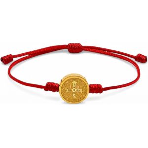 Bracelet En Fil Avec M&eacute;daille Croix Saint Beno&icirc;t - Bracelets Religieux Fil Rouge Et Noir Unisexe Pour Femme Et Homme - Amulette Contre Le Mauvais ?il - Bonne Chance Protection - Neuf