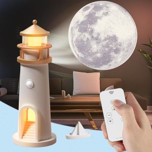 Senior-Lampe Phare Lunaire 24 Cm, Projecteur De Galaxie Led Rechargeable, Lampe De Table Esth&eacute;tique, Veilleuse Cr&eacute;ative Pour Chambre &Agrave; Coucher, Salon, Cadeau D'anniversaire De No&euml;l Pour Enfants[L1820] - Neuf