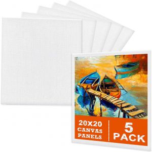 Toiles &iquest;&iquest; Peindre (Lot De 5) - 20x20cm - Toile Vierge Pr&iquest;&iquest;-?Tir&iquest;&iquest;E- Adapt&iquest;&iquest;Es Pour Peintures Acryliques, Peintures &iquest;&iquest; L'huile, Gouache-100% Coton Sans Acide - Neuf