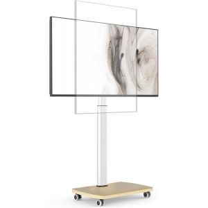 MEVRONISSHOP-Support TV roulettes avec Base en Bois pour TV de 32-65 Pouces Horizontal et Vertical-Support TV sur Pied Plus Haut 1306-1626 MM Inclinaison 12&deg; jusqu'&agrave; 35 KG Max. VESA 400x400mm - Neuf