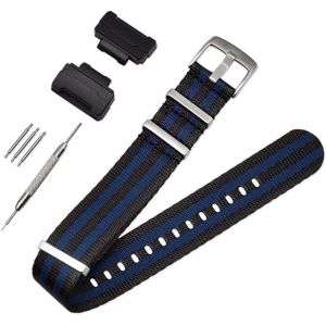 Kal-Nato Nylon Bracelet Compatible Avec Casio G-Shock Ga-110 120 Ga-400 Gd-100 Dw-5600 Gls-8900 Canvas Men Bracelet Band Black Adapters - Neuf