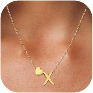 Kal-Collier Coeur Avec Lettre Collier Prenom Personnalisé Chaîne Coeur Avec Initiales A-Z Nom Collier 316l Acier Inoxydable Collier Lettre Pendentif Cadeaux Bijoux Pour Femmes Filles 45+5cm - Neuf