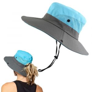 Bob &Agrave; Larges Bords Avec Protection Uv Pour La Randonn&eacute;e Et La P&ecirc;che - Bleu - Neuf