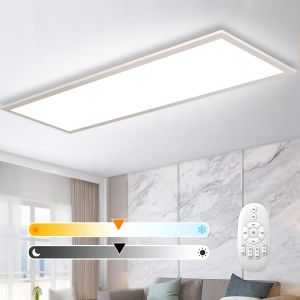 Subzonal-Plafonnier Led &Agrave; Intensit&eacute; Variable 100x25 Cm, Panneau De Plafonnier 28w Avec T&eacute;l&eacute;commande Et Fonction M&eacute;moire, Lumi&egrave;re Indirecte Forte 2700k-6500k, Lampe Ultra Fine Pour Bureau Salon Cuisin - Neuf