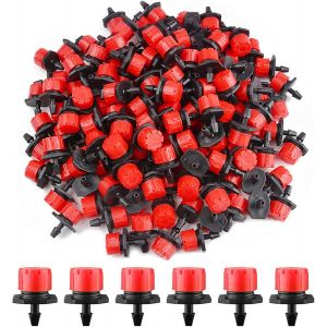 200pcs Goutteur Irrigation Réglable, 1/4'' Système Dirrigation Goutte à Goutte Micro Flow Drip Head Buses de Brouillard Dirrigation pour Jardins Potagers ou Massifs de Fleurs (Rouge) - Neuf