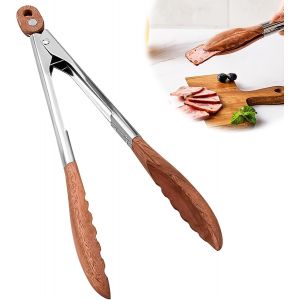 Kal-Pinces De Cuisine Avec Pointes En Bois De Qualité Supérieure - En Bois Et Acier Inoxydable - Idéales Pour Barbecue, Salade, Grille-Pain, Pain Et Concombres - Fabriquées En Bois De Noyer Naturel - Neuf